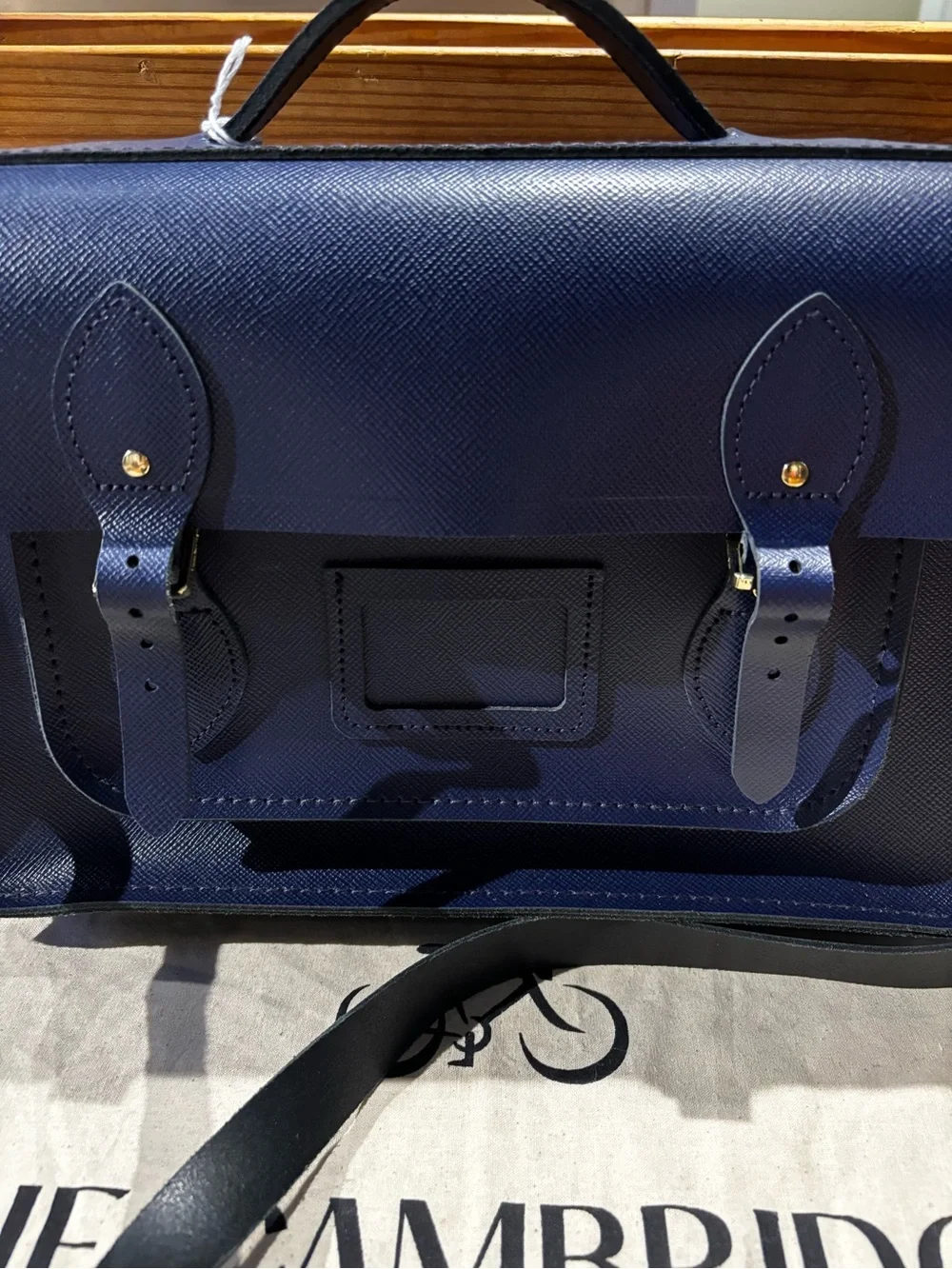 The Cambridge Satchel Company Navy Leather Messenger Satchel